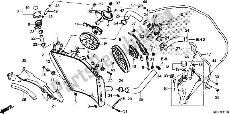 Alle onderdelen voor de Radiator van de Honda CBR 1000 SP 2020