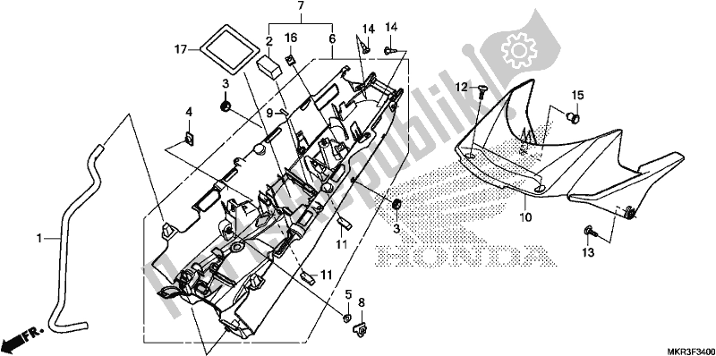 Alle onderdelen voor de Achterspatbord van de Honda CBR 1000 SP 2020