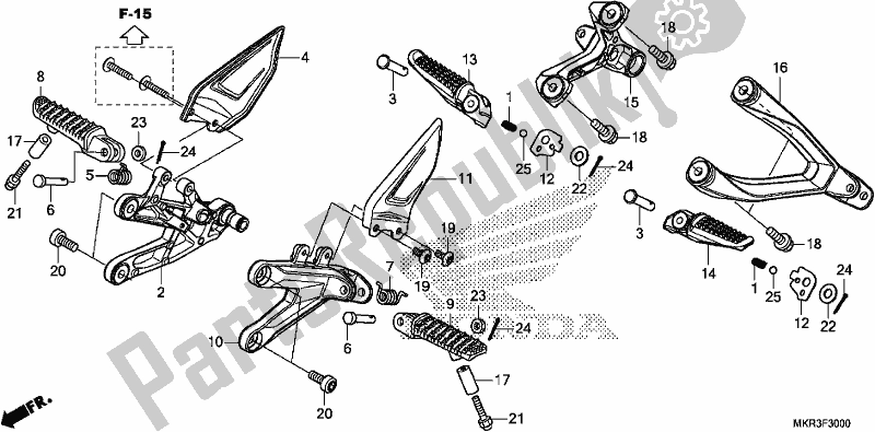 Alle onderdelen voor de Stap van de Honda CBR 1000 SP 2020