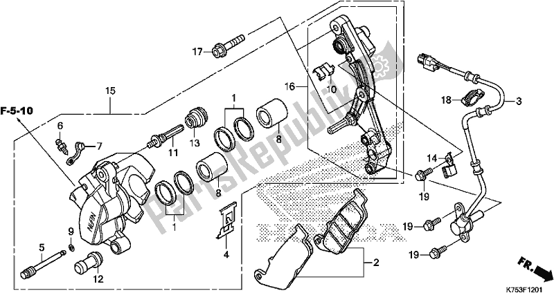 Wszystkie części do Zacisk Hamulca Przedniego Honda CBR 300 RA 2017