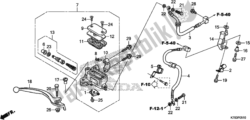 Tutte le parti per il Pompa Freno Anteriore del Honda CBR 300 RA 2017