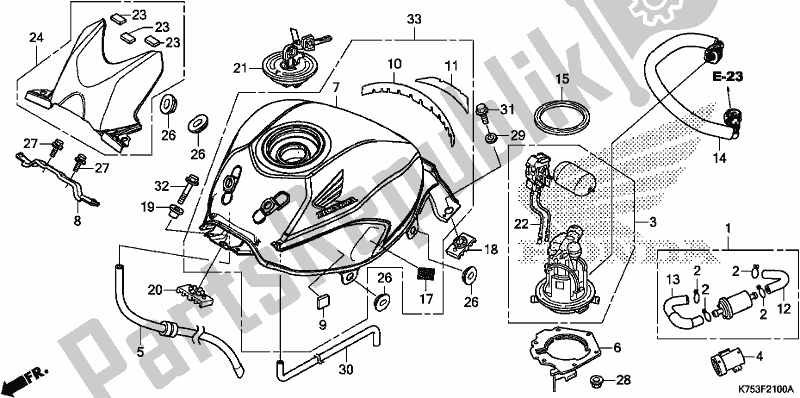 Tutte le parti per il Serbatoio Di Carburante del Honda CBR 300 RA 2017