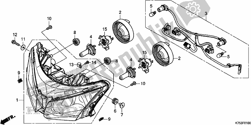 Tutte le parti per il Faro del Honda CBR 300 RA 2017