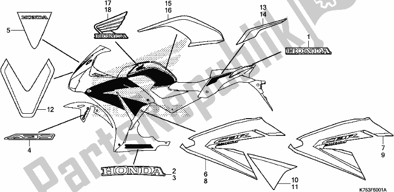 Tutte le parti per il Segno (2) del Honda CBR 300 RA 2017