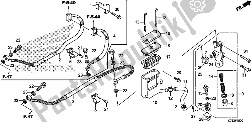 All parts for the Rear Brake Master Cylinder of the Honda CBR 300 RA 2017