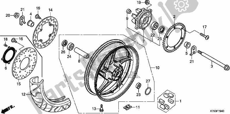 Tutte le parti per il Ruota Posteriore del Honda CBR 300 RA 2017