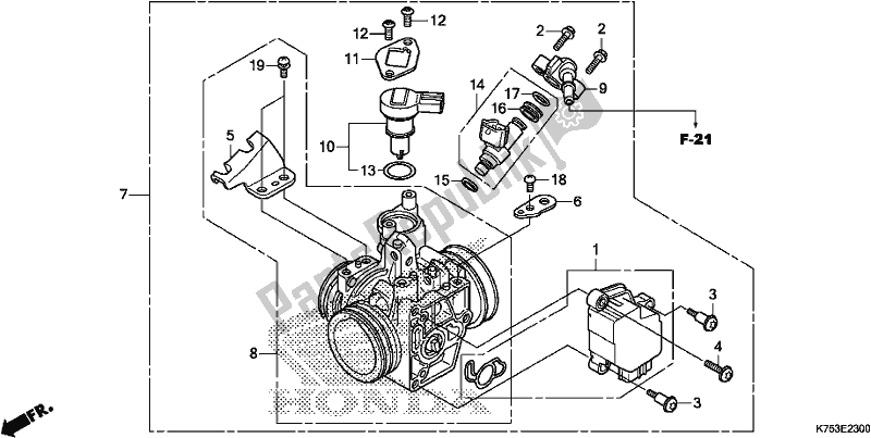 Tutte le parti per il Corpo Farfallato del Honda CBR 300 RA 2017