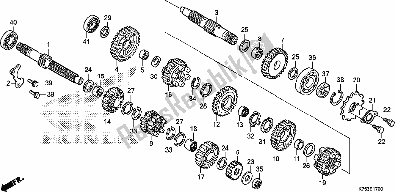 All parts for the Transmission of the Honda CBR 300 RA 2017