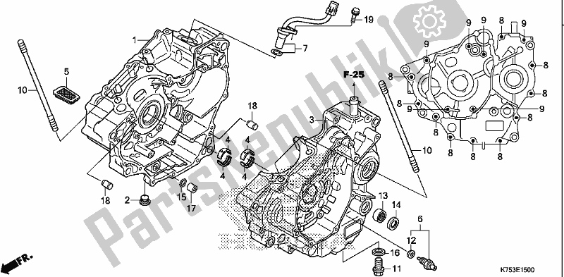 All parts for the Crankcase of the Honda CBR 300 RA 2018