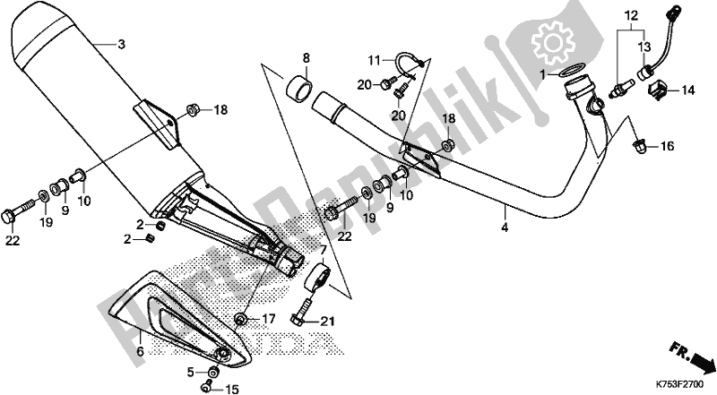 All parts for the Exhaust Muffler of the Honda CBR 300 RA 2018