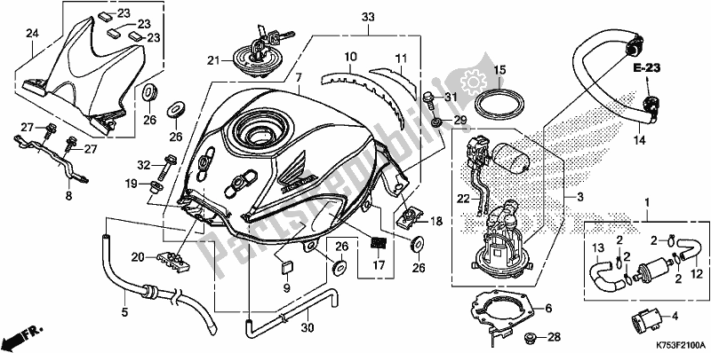 Todas as partes de Tanque De Combustível do Honda CBR 300 RA 2018