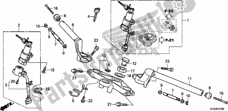 Todas as partes de Handle Pipe/top Bridge do Honda CBR 300 RA 2018