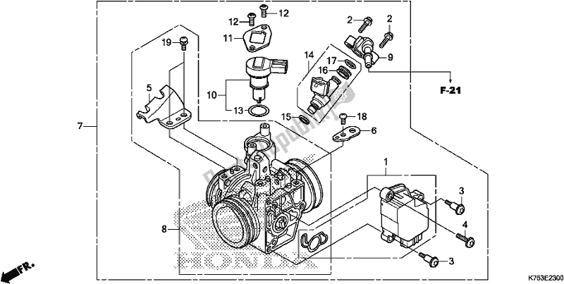 All parts for the Throttle Body of the Honda CBR 300 RA 2018