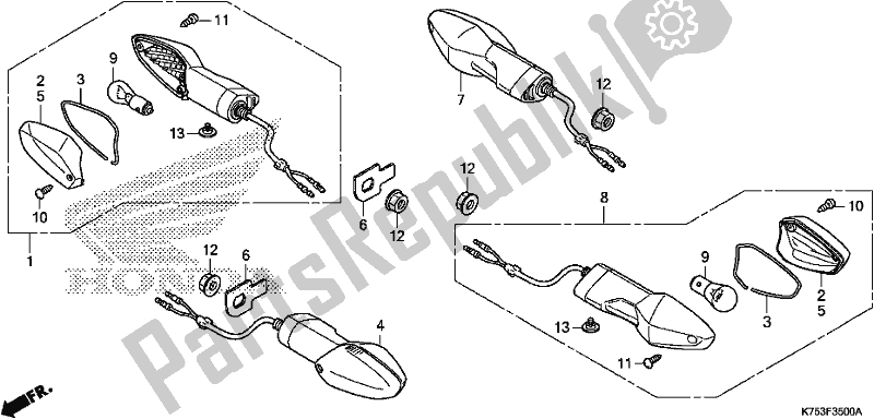 All parts for the Winker of the Honda CBR 300 RA 2018