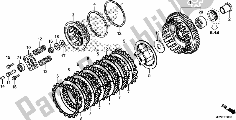 All parts for the Clutch of the Honda CBR 500 RA 2017
