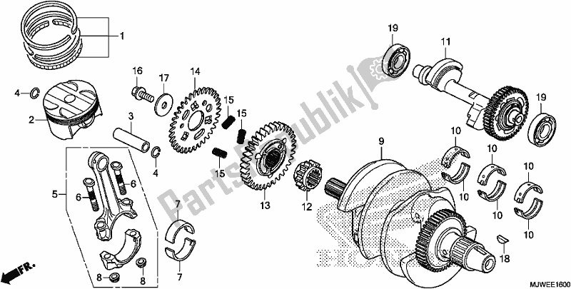 All parts for the Crankshaft/piston of the Honda CBR 500 RA 2017