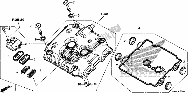 All parts for the Cylinder Head Cover of the Honda CBR 500 RA 2017