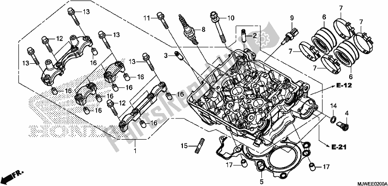 All parts for the Cylinder Head of the Honda CBR 500 RA 2017