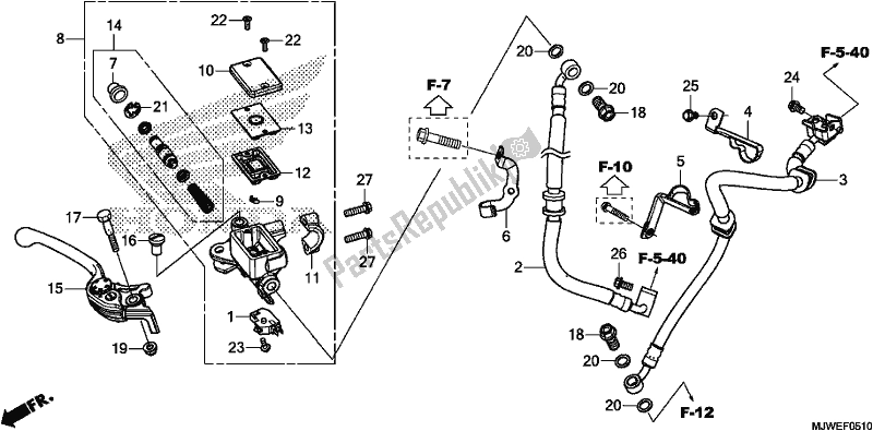 All parts for the Front Brake Master Cylinder of the Honda CBR 500 RA 2017