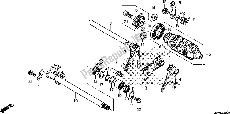 All parts for the Gearshift Drum of the Honda CBR 500 RA 2017