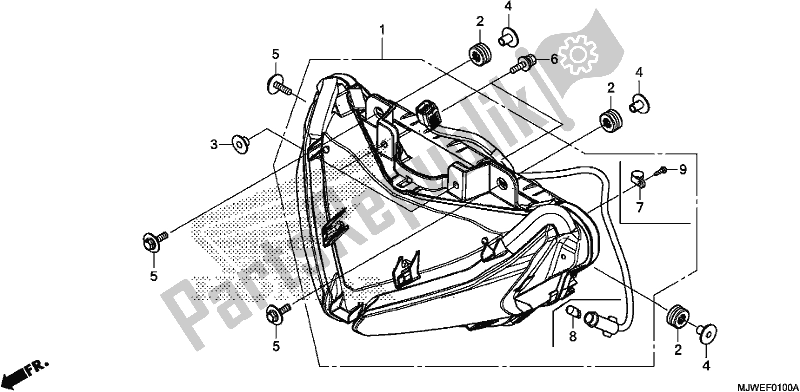 All parts for the Headlight of the Honda CBR 500 RA 2017