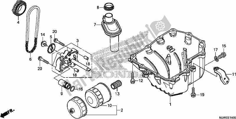 Todas las partes para Oil Pan/oil Pump de Honda CBR 500 RA 2017