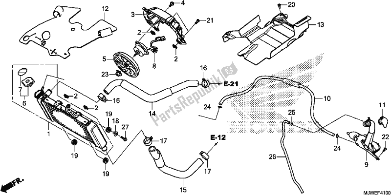 All parts for the Radiator of the Honda CBR 500 RA 2017