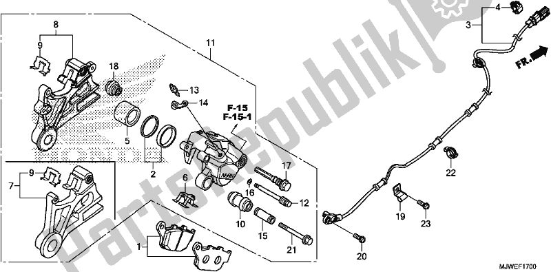 All parts for the Rear Brake Caliper of the Honda CBR 500 RA 2017