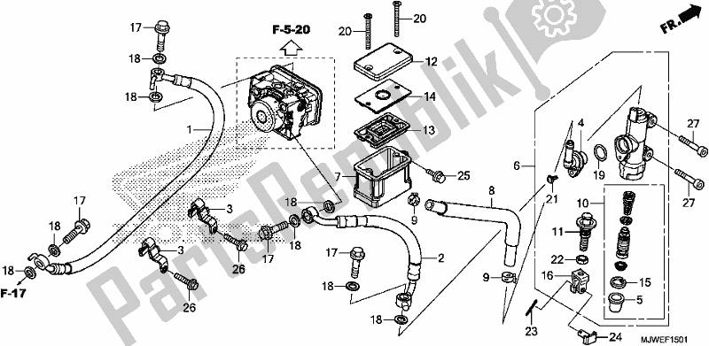 Wszystkie części do G?ówny Cylinder Hamulca Tylnego Honda CBR 500 RA 2017