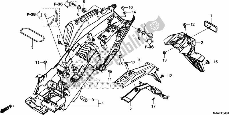 Wszystkie części do Tylny B? Otnik Honda CBR 500 RA 2017