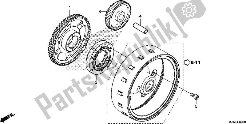 All parts for the Starting Clutch of the Honda CBR 500 RA 2017