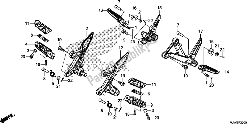 All parts for the Step of the Honda CBR 500 RA 2017