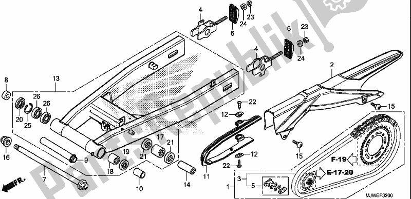 All parts for the Swingarm of the Honda CBR 500 RA 2017