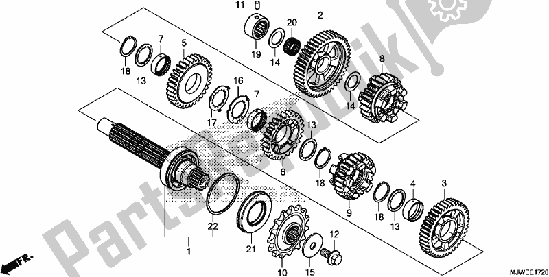 All parts for the Transmission (countershaft) of the Honda CBR 500 RA 2017