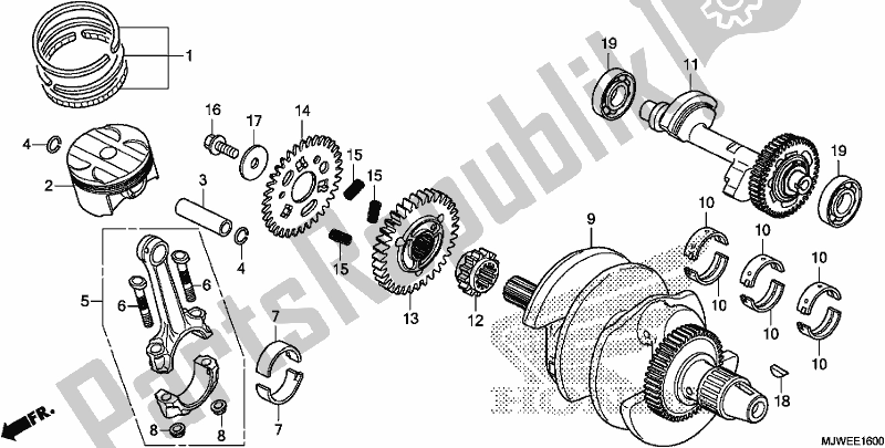 All parts for the Crankshaft/piston of the Honda CBR 500 RA 2018