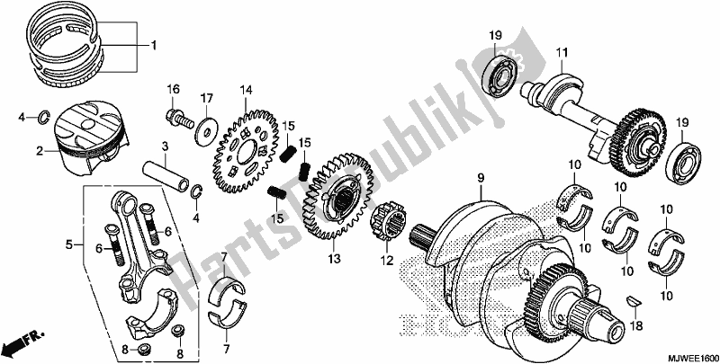 All parts for the Crankshaft/piston of the Honda CBR 500 RA 2018