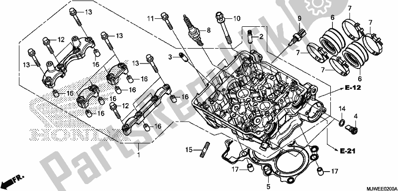 Alle onderdelen voor de Cilinderkop van de Honda CBR 500 RA 2018