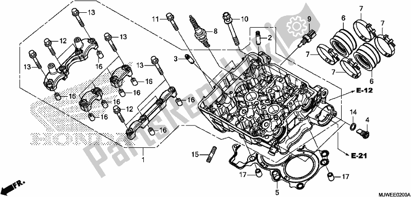 Alle onderdelen voor de Cilinderkop van de Honda CBR 500 RA 2018