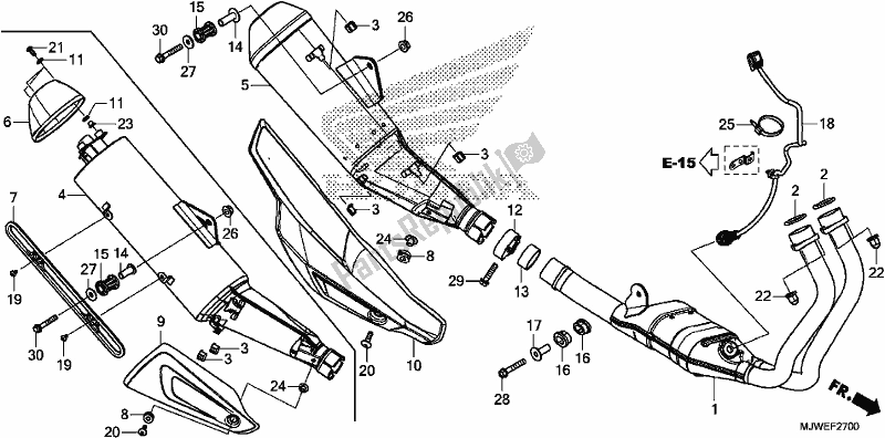 Toutes les pièces pour le Silencieux D'échappement du Honda CBR 500 RA 2018