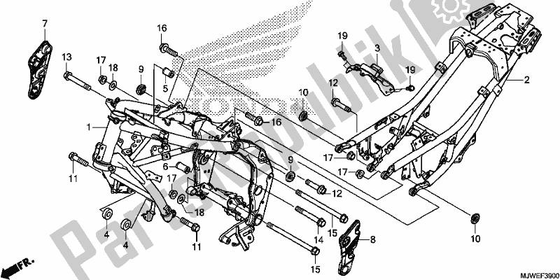 Alle onderdelen voor de Frame Lichaam van de Honda CBR 500 RA 2018