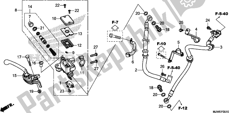 All parts for the Front Brake Master Cylinder of the Honda CBR 500 RA 2018