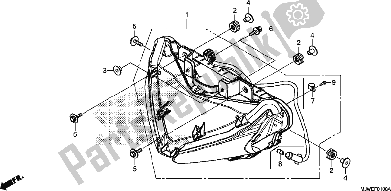 All parts for the Headlight of the Honda CBR 500 RA 2018