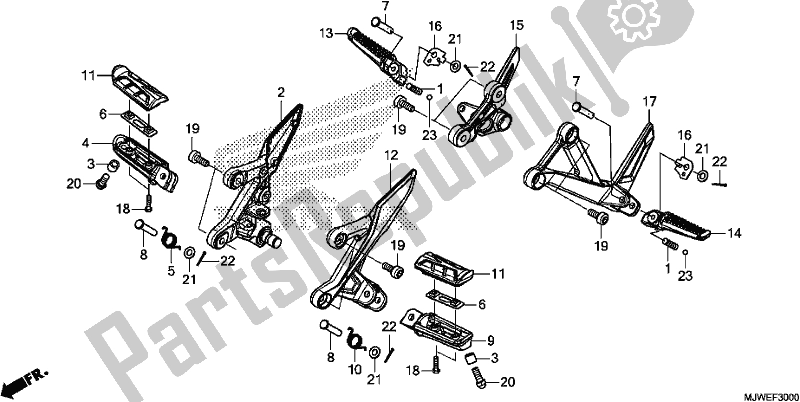 Toutes les pièces pour le étape du Honda CBR 500 RA 2018