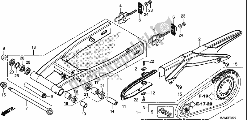 All parts for the Swingarm of the Honda CBR 500 RA 2018