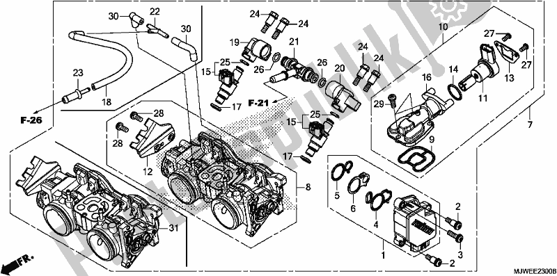 Tutte le parti per il Corpo Farfallato del Honda CBR 500 RA 2018