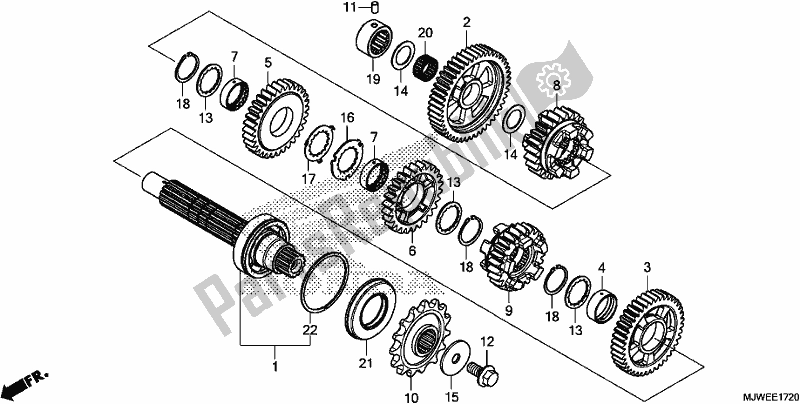 All parts for the Transmission (countershaft) of the Honda CBR 500 RA 2018