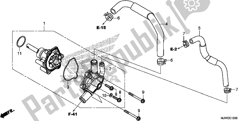 All parts for the Water Pump of the Honda CBR 500 RA 2018