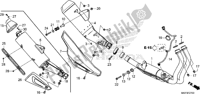 Tutte le parti per il Silenziatore Di Scarico del Honda CBR 500 RA 2019