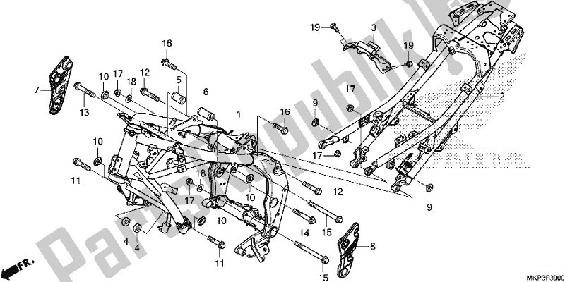 Alle onderdelen voor de Frame Lichaam van de Honda CBR 500 RA 2019