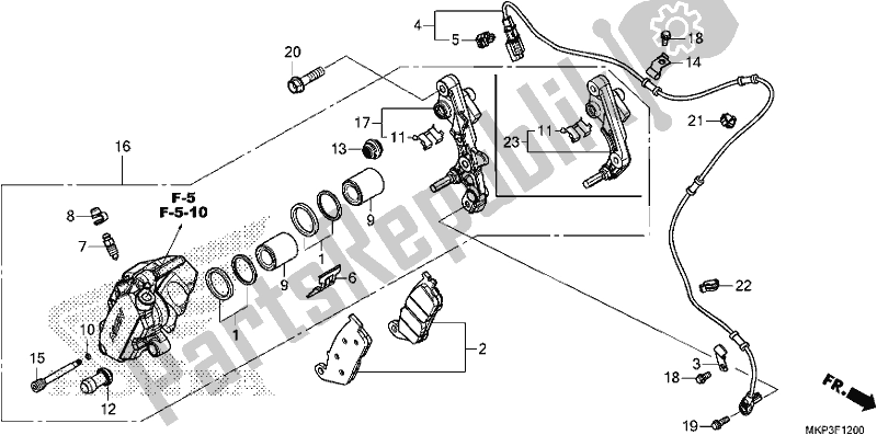 Tutte le parti per il Pinza Freno Anteriore del Honda CBR 500 RA 2019